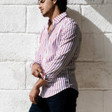 Elias Long Sleeve Stripe Shirt - White & Red