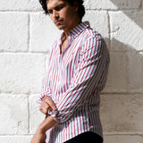 Elias Long Sleeve Stripe Shirt - White & Red