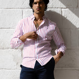 Elias Long Sleeve Stripe Shirt - White & Red