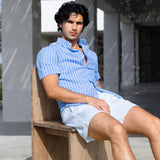 Elias Short Sleeve Stripe Shirt - Light Blue