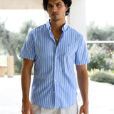 Elias Short Sleeve Stripe Shirt - Light Blue