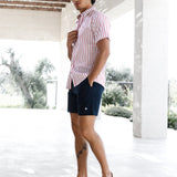 Elias Short Sleeve Stripe Shirt - White & Red