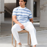Conrad Relaxed Stripe T-Shirt - Light Blue