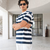 Conrad Relaxed Stripe T-Shirt - True Navy