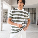 Conrad Relaxed Stripe T-Shirt - Safari Green