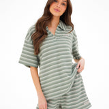 Soft Stripe Waffle Shorts - Green Stripe