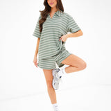 Soft Stripe Waffle Shorts - Green Stripe