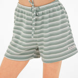 Soft Stripe Waffle Shorts - Green Stripe