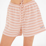 Soft Stripe Waffle Shorts - Peach Stripe