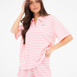 Soft Stripe Waffle Shorts - Pink Stripe