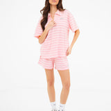 Soft Stripe Waffle Shorts - Pink Stripe
