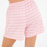 Soft Stripe Waffle Shorts - Pink Stripe