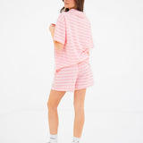 Soft Stripe Waffle Shorts - Pink Stripe