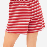 Soft Stripe Waffle Shorts - Red Stripe