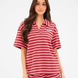 Soft Stripe Waffle Shorts - Red Stripe
