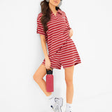 Soft Stripe Waffle Shorts - Red Stripe