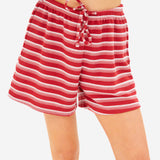 Soft Stripe Waffle Shorts - Red Stripe