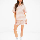Soft Stripe Waffle Rugby Shirt - Peach Stripe