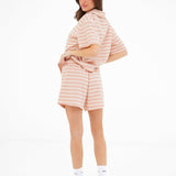 Soft Stripe Waffle Rugby Shirt - Peach Stripe