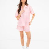 Soft Stripe Waffle Rugby Shirt - Pink Stripe
