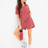 Soft Stripe Waffle Rugby Shirt - Red Stripe