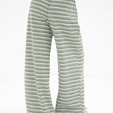 Soft Stripe Waffle Trousers - Green Stripe