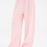 Soft Stripe Waffle Trousers - Pink Stripe