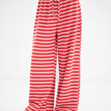 Soft Stripe Waffle Trousers - Red Stripe