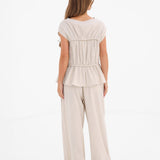 Alessia Linen Frill Top - Off White
