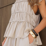Alessia Linen Frill Top - Off White