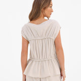 Alessia Linen Frill Top - Off White