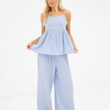Mila Peplum Top - Summer Blue