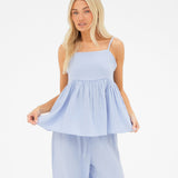 Mila Peplum Top - Summer Blue