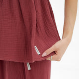 Mila Peplum Top - Washed Red