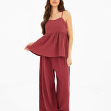 Mila Peplum Top - Washed Red