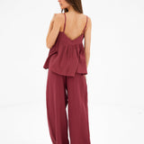 Mila Peplum Top - Washed Red