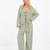 Mila Tie Up Top - Soft Sage