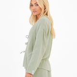Mila Tie Up Top - Soft Sage