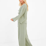Mila Tie Up Top - Soft Sage