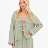 Mila Tie Up Top - Soft Sage