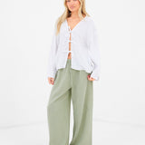 Mila Tie Up Top - White