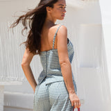Lottie Gingham Cami Top - Light Teal