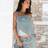 Lottie Gingham Cami Top - Light Teal
