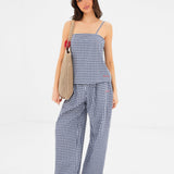 Lottie Gingham Cami Top - Navy