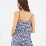 Lottie Gingham Cami Top - Navy