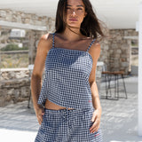 Lottie Gingham Cami Top - Navy