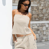 Lottie Gingham Cami Top - Tan