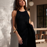Mae Tied Waist Dress - Black