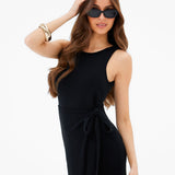 Mae Tied Waist Dress - Black