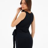 Mae Tied Waist Dress - Black